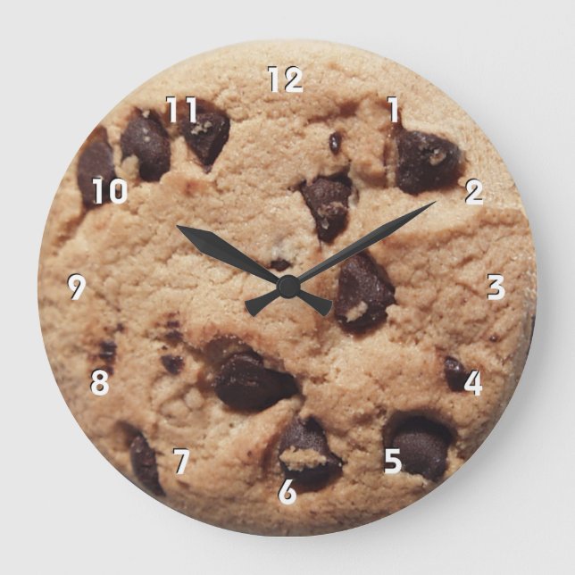 Giant chocolate chip cookie clock with numbers (Front)