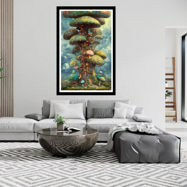 giant colorful mushroom tree house surreal  poster (Creator Uploaded)