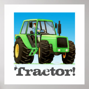 Giant Custom Kids Green Farm Tractor Poster