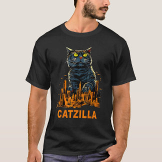 Giant Cute Kitten Cat In City Catzilla T-Shirt