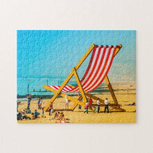 Giant Deck Chair on Bournemouth Beach. Jigsaw Puzzle