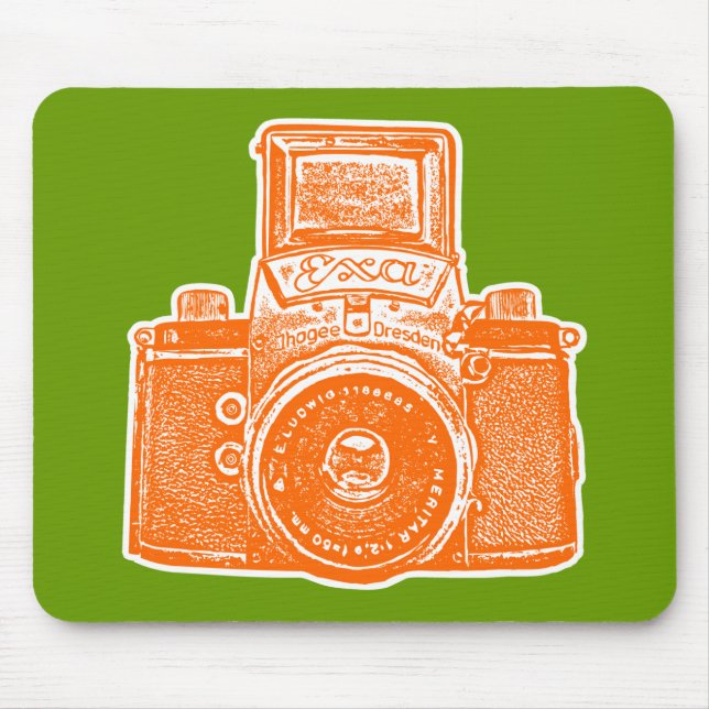 Giant East German Camera - Orange, White and Green Mouse Pad (Front)