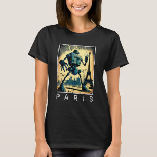 Giant Evil Robot Attacking Paris Sci Fi T-Shirt
