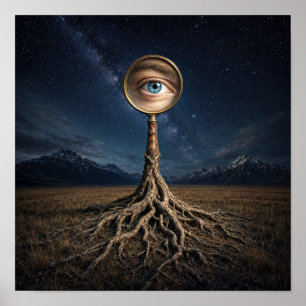 Giant Eye with Rooted Magnifier Poster