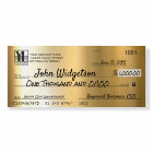 Giant faux presentation check charity bonus prize