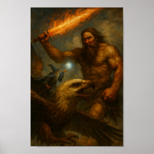 Giant fighting a Wizard Poster