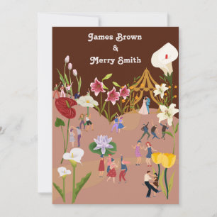Giant Flowers Dancing Celebration Wedding Invitation