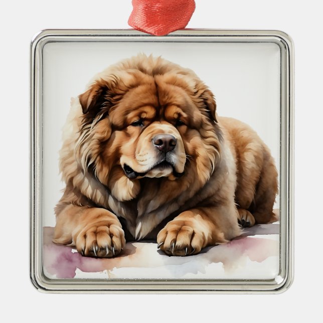 GIANT FLUFFY TIBETAN MASTIFF DOG METAL ORNAMENT (Front)