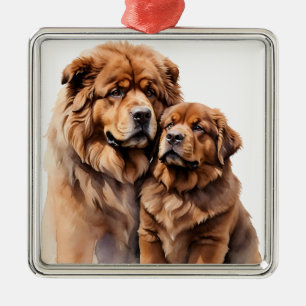 GIANT FLUFFY TIBETAN MASTIFF DOG METAL ORNAMENT