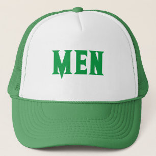 Giant Font Custom White and Green MEN text Trucker Hat