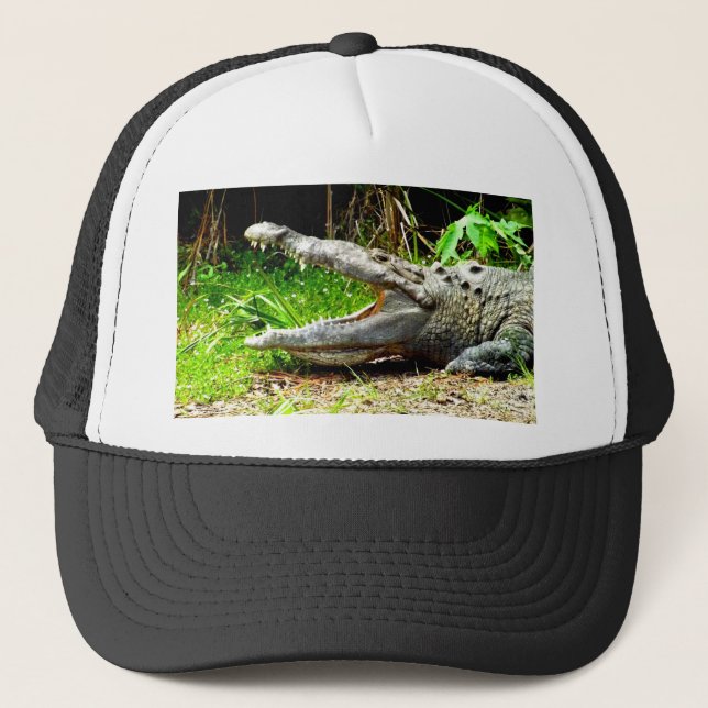 Giant gator with his mouth open trucker hat (Front)