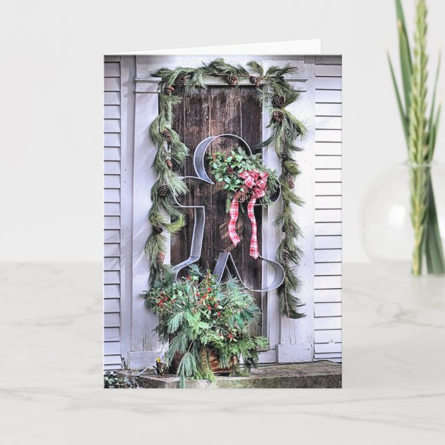 Giant Gingerbread Man Cookie Cutter Holiday Card (Front)