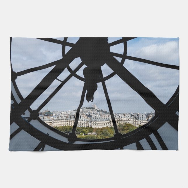 Giant glass clock at the Musée d'Orsay - Paris Tea Towel (Horizontal)