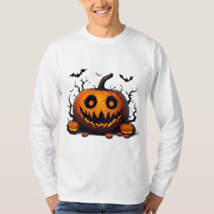Giant Glowing Pumpkin With Evil Halloween Smile 🎃 T-Shirt