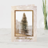 Giant Gold Christmas Tree Holiday Greeting Card
