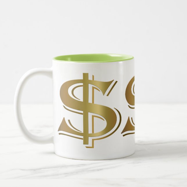Giant Golden Dollar Sign Coffee Mug (Left)