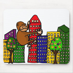 Giant Gorilla Hugging Tall Building Mouse Pad