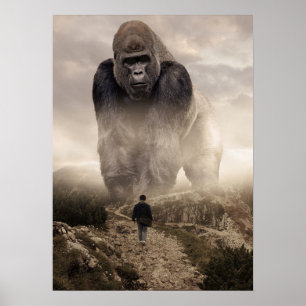 Giant Gorilla vs Man, Success Mindset Motivational Poster