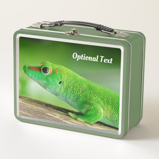 Giant Green Day Gecko Metal Lunch Box (Front)