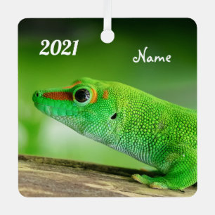 Giant Green Day Gecko - Phelsuma grandis Metal Tree Decoration