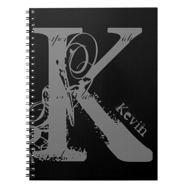 Giant Grunge Alphabet Letter K with Name Notebook (Front)