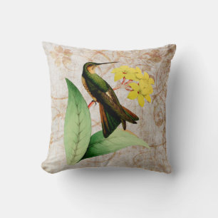 Giant Hummingbird Vintage Grunge Throw Pillow
