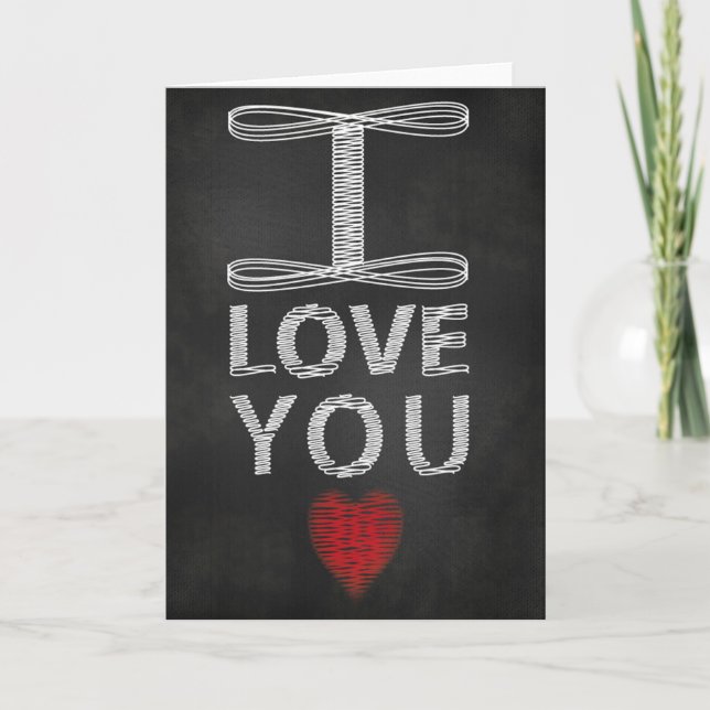 Giant I Love You Chalkboard Scribble Greeting Holiday Card (Front)