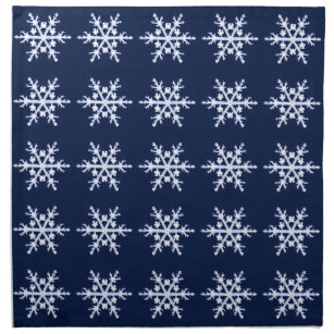 Giant Ice Crystal Snowflakes on Dark Indigo Blue  Napkin
