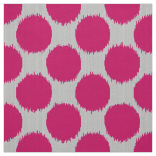 Giant Ikat Dots, fuchsia pink on light grey / grey Fabric