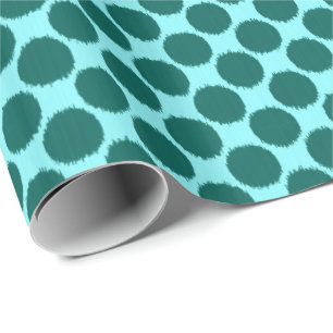 Giant Ikat Dots, turquoise and light aqua Wrapping Paper