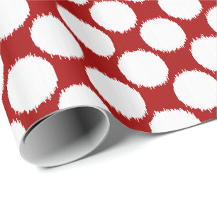 Giant Ikat Dots, white dots on deep red Wrapping Paper