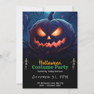 Giant Jack-O' Lantern Black Halloween Invitation