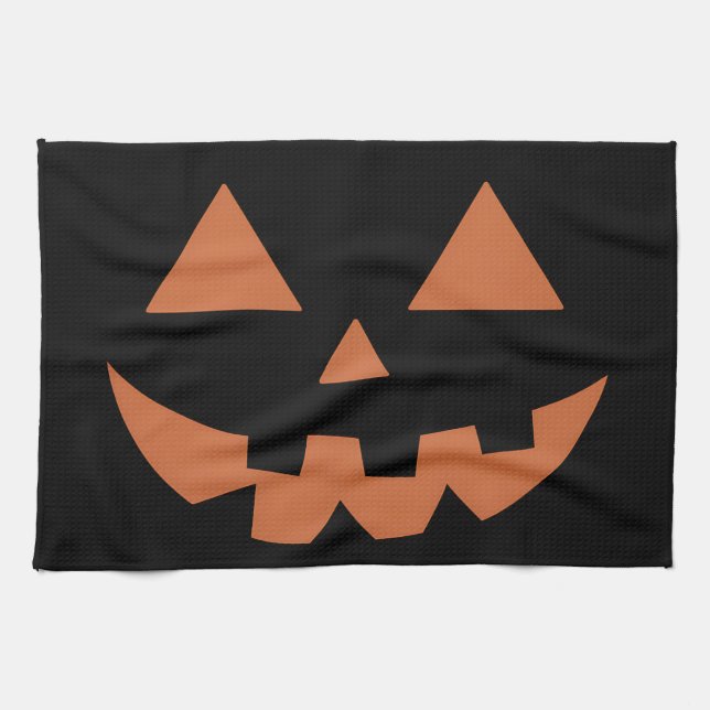 Giant Jack O' Lantern Face Halloween Pumpkin  Tea Towel (Horizontal)