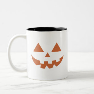 Giant Jack O' Lantern Face Halloween Pumpkin Two-Tone Coffee Mug