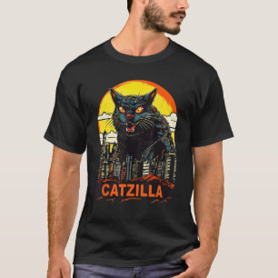 Giant Kitty Cat Catzilla In A City Catzilla T-Shirt