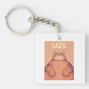 Giant Lazy Cat – Worm’s‑Eye View Minimalist Vector Key Ring