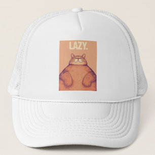 Giant Lazy Cat – Worm’s‑Eye View Minimalist Vector Trucker Hat