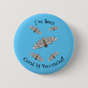 Giant leopard moth cartoon illustration 6 cm round badge