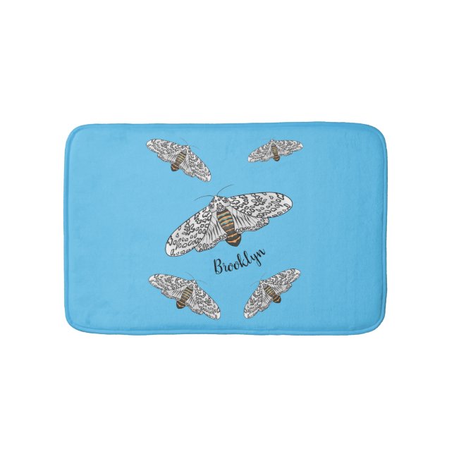Giant leopard moth cartoon illustration  bath mat (Front)