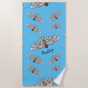 Giant leopard moth cartoon illustration beach towel
