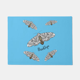 Giant leopard moth cartoon illustration doormat