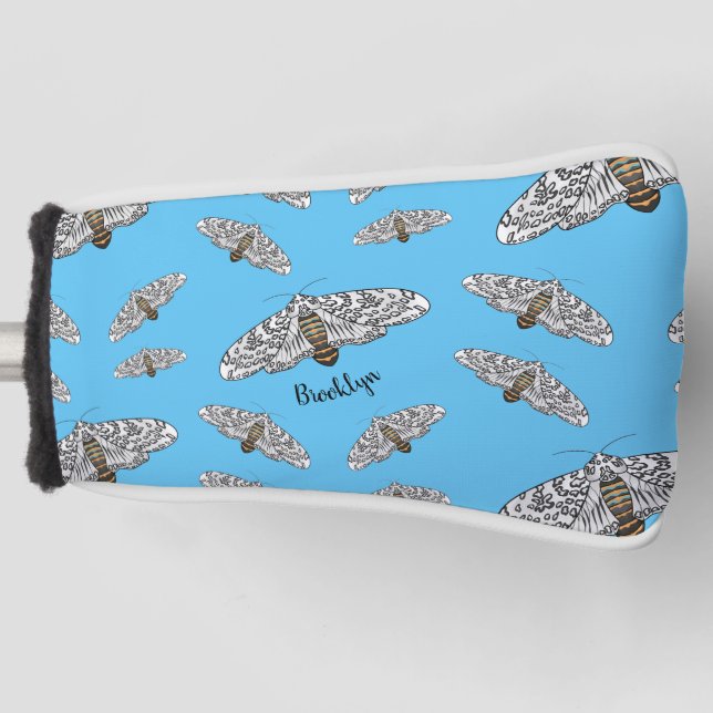 Giant leopard moth cartoon illustration  golf head cover (Front)