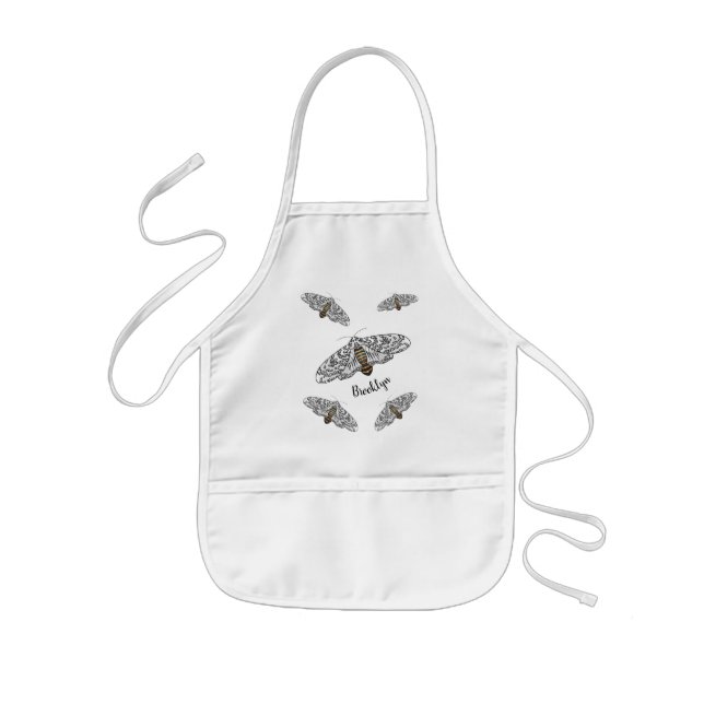 Giant leopard moth cartoon illustration kids apron (Front)