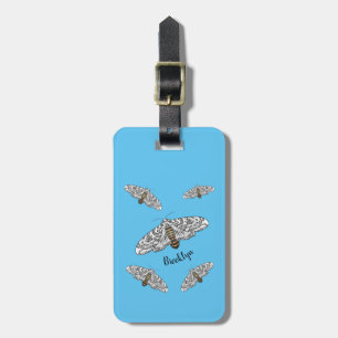 Giant leopard moth cartoon illustration luggage tag