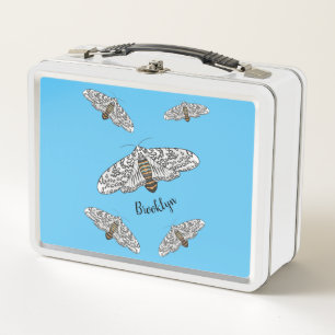 Giant leopard moth cartoon illustration  metal lunch box