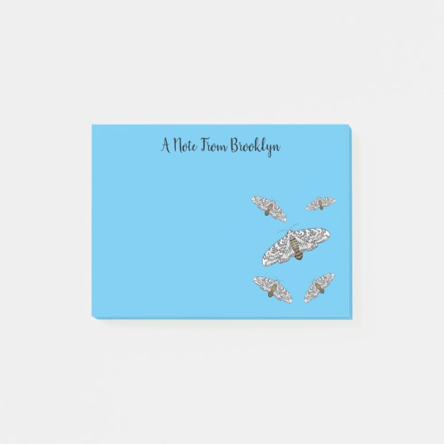 Giant leopard moth cartoon illustration  post-it notes (Front)
