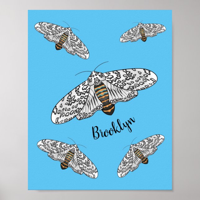 Giant leopard moth cartoon illustration  poster (Front)