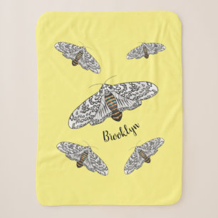 Giant leopard moth cartoon illustration sherpa blanket
