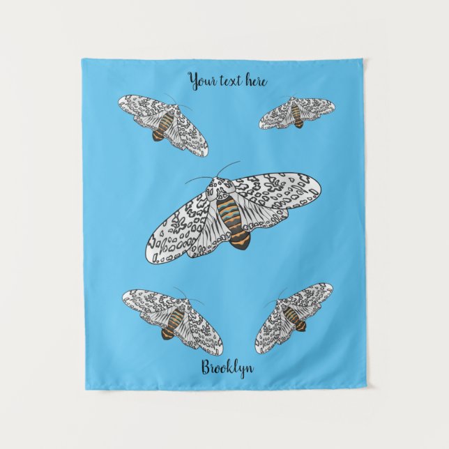Giant leopard moth cartoon illustration  tapestry (Front)