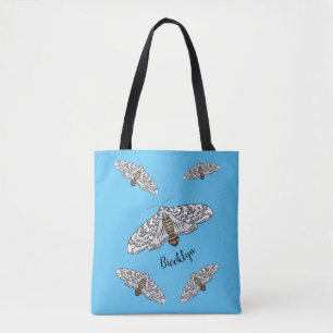 Giant leopard moth cartoon illustration tote bag